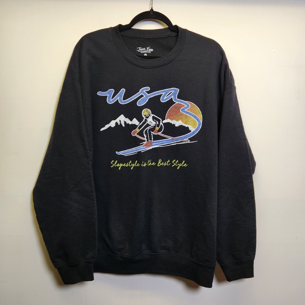 Junk Food Clothing Ski Sweatshirt USA Slopestyle is the Best Style Lrg Black